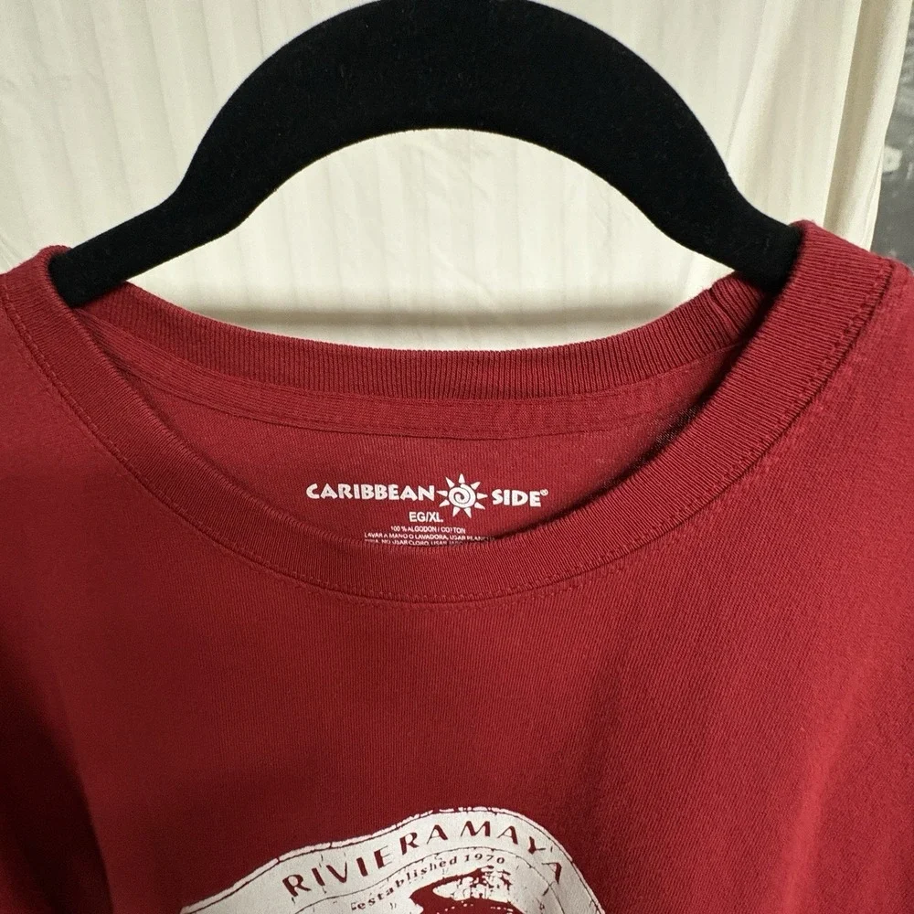 Caribbean Side Men's Riviera Maya Mexico Graphic T-Shirt XL Red Crewneck (61)